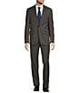Color:Grey/Brown - Image 1 - Classic Fit 2-Reverse Pleat Plaid Pattern 2-Piece Suit
