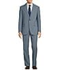 Color:Navy - Image 1 - Classic Fit Flat Front Mini Check Pattern 2-Piece Suit