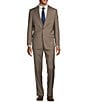 Color:Light Brown - Image 1 - Classic Fit Flat Front Sharkskin Pattern 2-Piece Suit