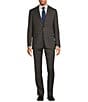 Color:Grey/Brown - Image 1 - Modern Fit Flat Front Plaid Pattern 2-Piece Suit