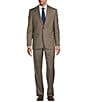 Color:Light Brown - Image 1 - Modern Fit Notch Lapel Flat Front Sharkskin Pattern 2-Piece Suit
