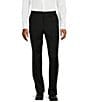 Color:Black - Image 1 - Modern Fit Flat-Front Solid Dress Pants