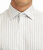 Color:White/Blue - Image 6 - Modern-Fit Spread Collar Striped Woven Dress Shirt