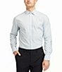 Color:White/Green - Image 2 - Modern Fit Spread Collar Tattersall Plaid Woven Dress Shirt