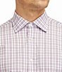 Color:White/Purple - Image 6 - Modern Fit Spread Collar Tonal Plaid Woven Dress Shirt