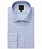 Color:Light Blue - Image 1 - Modern Fit Spread Collar Windowpane Plaid Woven Dress Shirt
