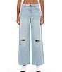 Hidden Jeans Nori Stretch Super Distressed Wide Leg Denim Jeans, Color:Light Wash - Image 1