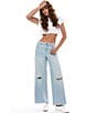 Hidden Jeans Nori Stretch Super Distressed Wide Leg Denim Jeans, Color:Light Wash - Image 4