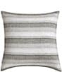 Color:Charcoal - Image 1 - 100% French Flax Linen Variegated Striped Euro Sham