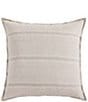 Color:Gray - Image 1 - 100% French Flax Linen Variegated Striped Euro Sham