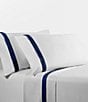 HiEnd Accents 350-Thread Count White Sheet Set with Flange, Color:Navy - Image 1