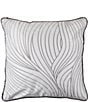 Color:Ivory/Grey Silver - Image 1 - Celeste Wave Velvet Square Pillow