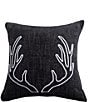 Color:Black - Image 1 - Paseo Road by HiEnd Accents Chenille Embroidered White Antlers Pillow