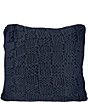 Color:Navy - Image 1 - Cozy Neutral Chess Knit Euro Sham