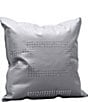 Color:Gray - Image 4 - Geometric Studded Leather Square Pillow
