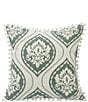 Color:Green - Image 1 - Graphic Floral Print Square Pillow