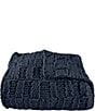 Color:Navy - Image 1 - Hand Knitted Chess Throw