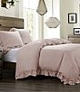 Color:Blush - Image 1 - Lily Collection Washed Linen Ruffled Duvet Cover