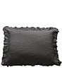 Color:Slate - Image 1 - Lily Washed Linen Ruffle Pillow Sham