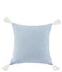 Color:Light Blue - Image 1 - Luna Collection Washed Linen Tasseled Square Pillow