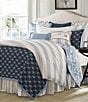 Color:Navy - Image 1 - Prescott Stripe Comforter Mini Set