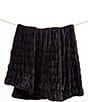 HiEnd Accents Ruched Faux Rabbit Fur Collection Double-Sided Throw Blanket, Color:Black - Image 1