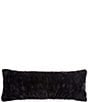 Color:Black - Image 1 - Ruched Faux Rabbit Fur Collection Lumbar Pillow with Down Insert