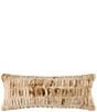 HiEnd Accents Ruched Faux Rabbit Fur Collection Lumbar Pillow with Down Insert, Color:Variegated Cream - Image 1