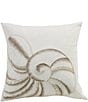 Color:White - Image 1 - Seashell Embroidery Square Pillow