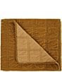HiEnd Accents Stella Collection Faux Silk Velvet Double Box Stitched Throw Blanket, Color:Saffron - Image 1