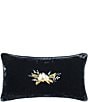 Color:Midnight Blue - Image 1 - Stella Collection Western Floral Embroidered Faux Silk Velvet Lumbar Pillow
