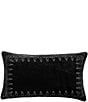 Color:Black - Image 1 - Stella Silk Velvet Embroidered Lumbar Pillow