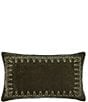 Color:Fern Green - Image 1 - Stella Silk Velvet Embroidered Lumbar Pillow