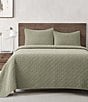 Color:Celadon - Image 1 - Stonewashed Cotton Gauze Diamond Stitch Pattern Quilt