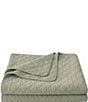 Color:Celadon - Image 2 - Stonewashed Cotton Gauze Diamond Stitch Pattern Quilt