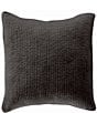 Color:Black - Image 1 - Stonewashed Cotton Quilted Velvet Euro Sham