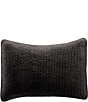 Color:Black - Image 1 - Stonewashed Cotton Quilted Velvet Pillow Sham