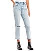Color:Light Wash - Image 1 - High Rise Ankle Crop Straight Jeans