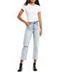 Color:Light Wash - Image 3 - High Rise Ankle Crop Straight Jeans