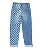 Color:Icarus - Image 2 - Big Girl 7-16 Solid/Check Roll-Cuff Five-Pocket Jeans