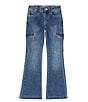 Color:Grace - Image 1 - Big Girls 7-16 Side Cargo Pocket Denim Flare Jeans
