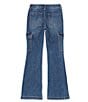 Color:Grace - Image 2 - Big Girls 7-16 Side Cargo Pocket Denim Flare Jeans