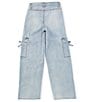 Hippie Girl Big Girls Tie-Pocket Wide-Leg Cargo Jeans, Color:Blue - Image 2