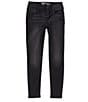 Color:Black - Image 1 - Big Girls 7-16 Triple-Button Destruction Skinny Jeans