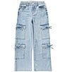 Hippie Girl Big Girls Bow Accent Flap Pocket Wide Leg Jeans - Image 2