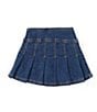 Color:Pippa Med - Image 2 - Little Girls 4-6X Pleated Denim Skirt