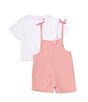 Color:Coral Blush - Image 2 - Little Girls 4-6X Short Sleeve T-Shirt & Romper Set