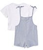 Color:Blue Dawn - Image 2 - Little Girls 4-6X Short Sleeve T-Shirt & Romper Set