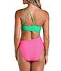 Color:Pink - Image 2 - Color Around The Block Cut-Out One Shoulder Neck One Piece Swimsuit