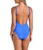 Color:Surf Blue - Image 2 - Solid Square Neck Tank One Piece Swimsuit